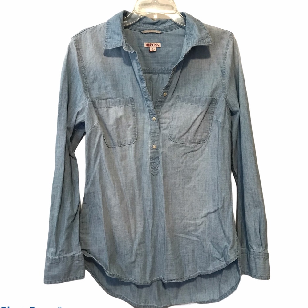 Merona 3/4 Button Lightweight Jean Top